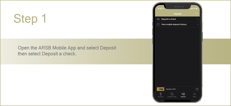 Mobile Deposit Step 1 Graphic