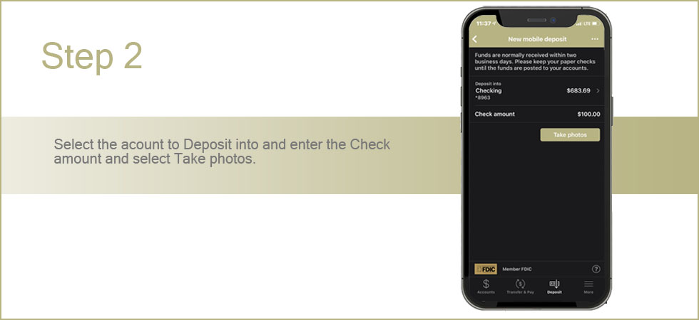 Mobile Deposit Step 2 Graphic